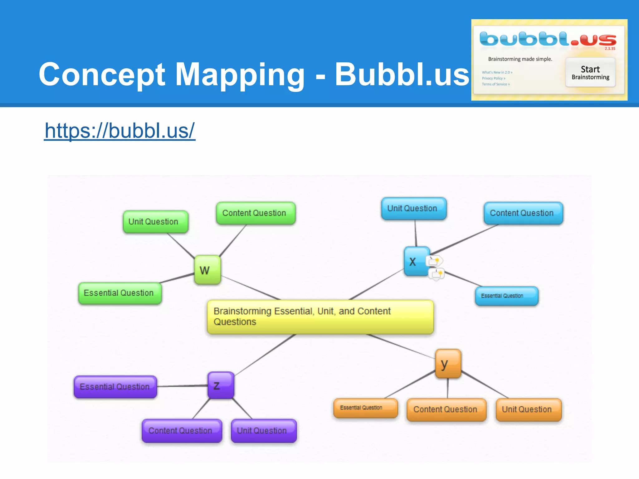 Concept Mapping - Bubbl.us
https://bubbl.us/
 