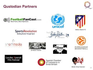 Qustodian Partners




                                        Atletico Madrid FC




              UK Music Festival




                                  Mobile Virtual Operator
                                                             23
 