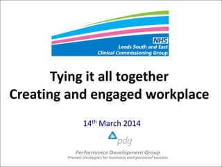 Tying it all together
Creating and engaged workplace
14th March 2014
 