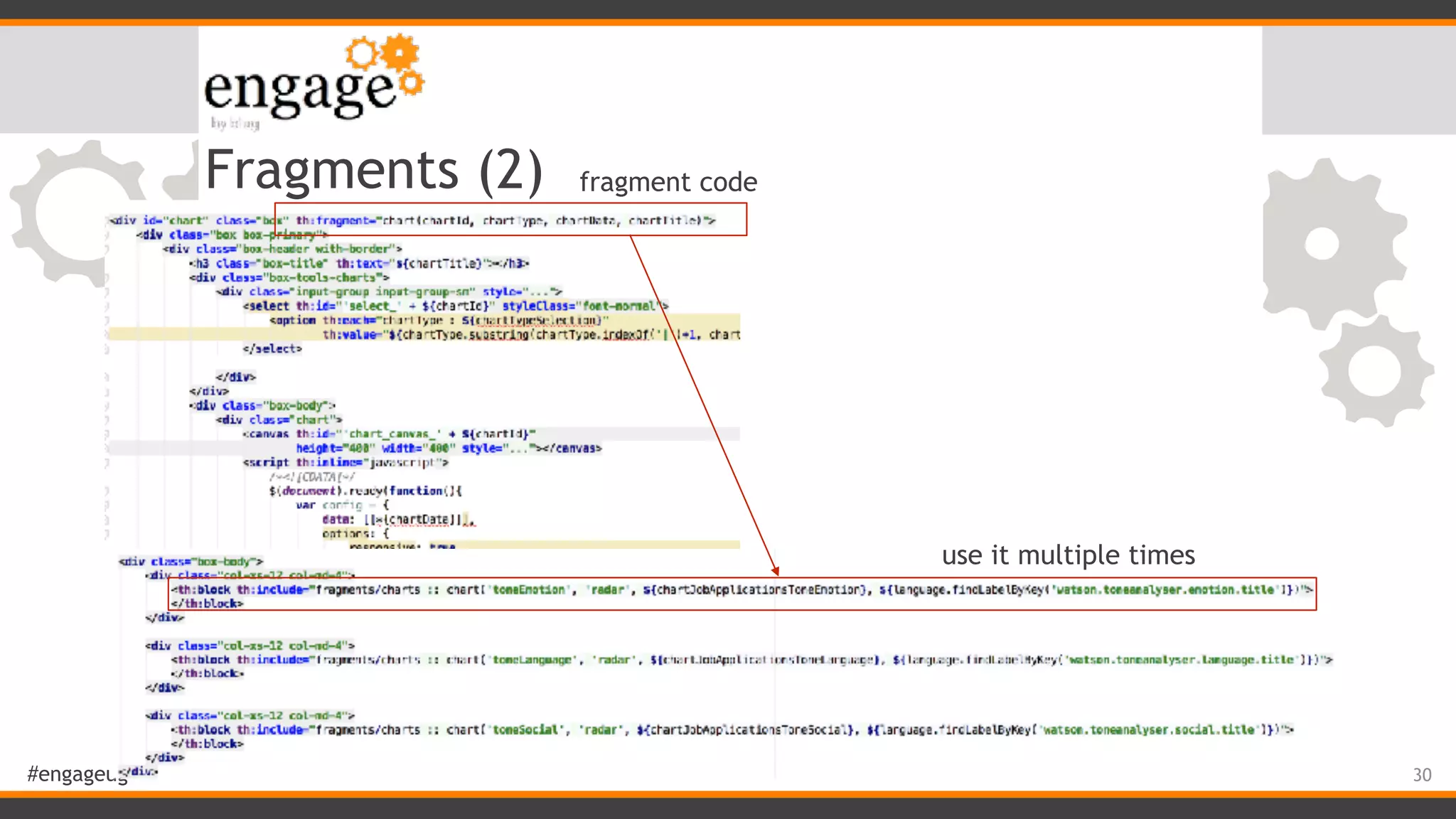 #engageug Fragments (2) 30 fragment code use it multiple times 
