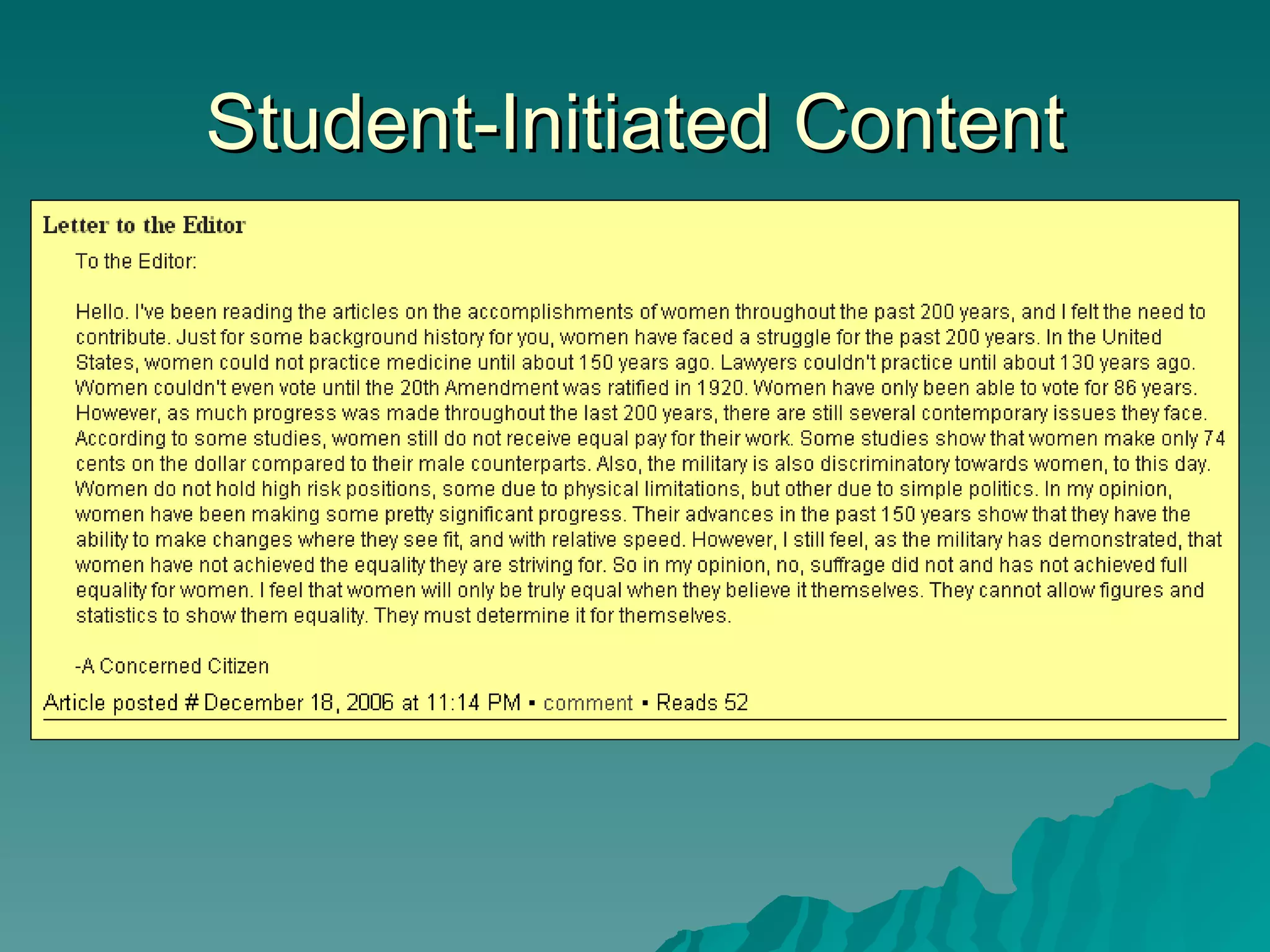 Student-Initiated Content 