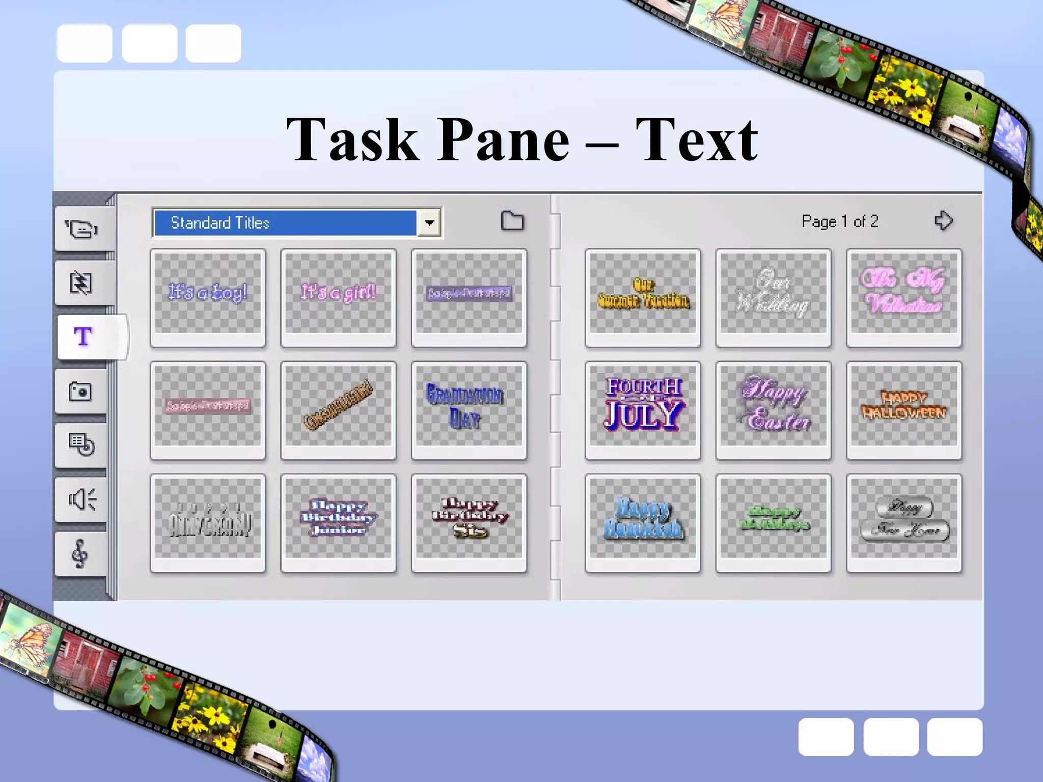 Task Pane – Text 