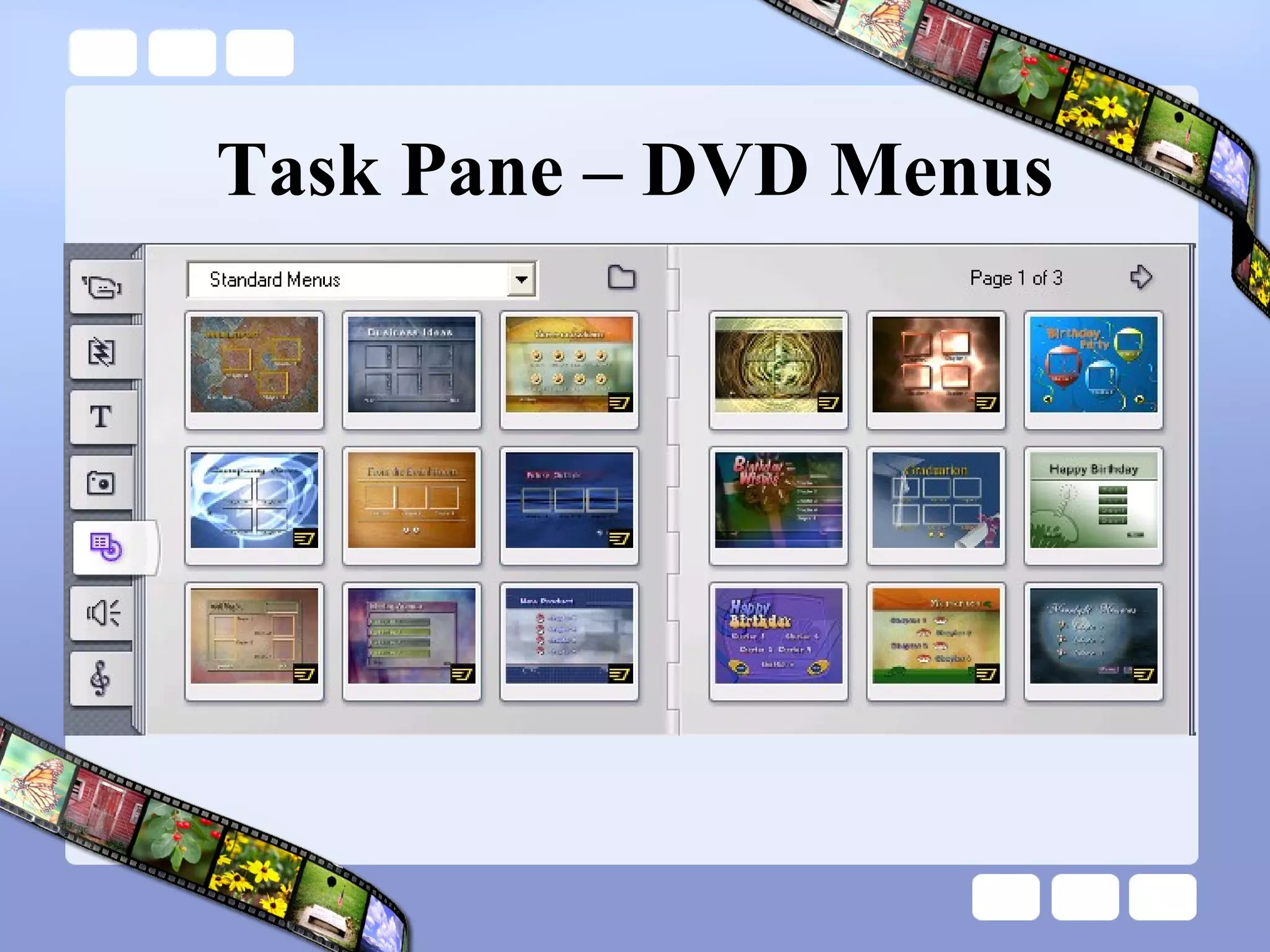 Task Pane – DVD Menus 