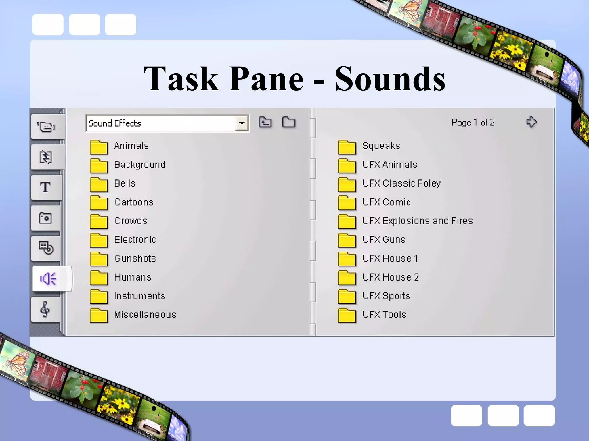 Task Pane - Sounds 