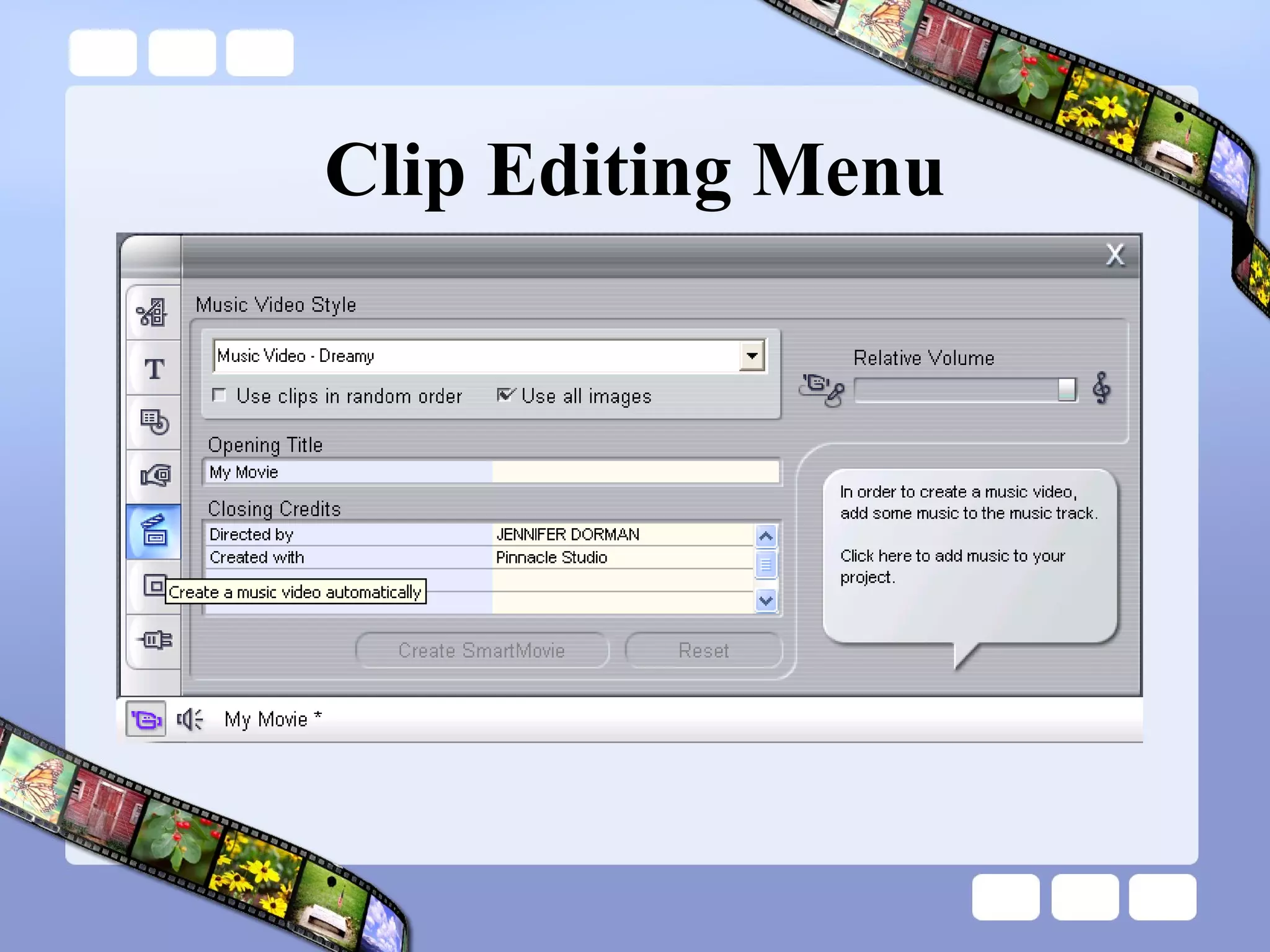 Clip Editing Menu 