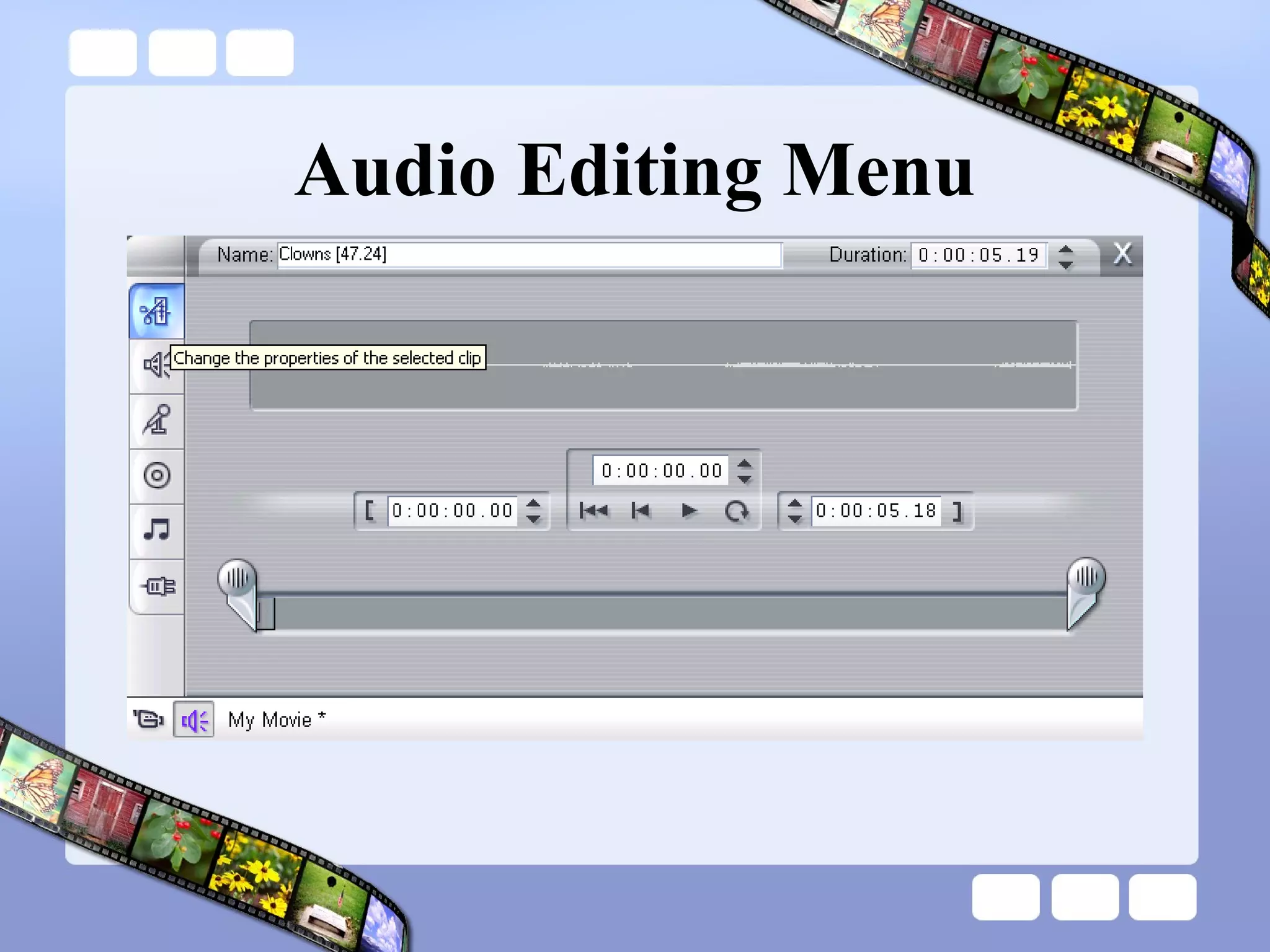 Audio Editing Menu 