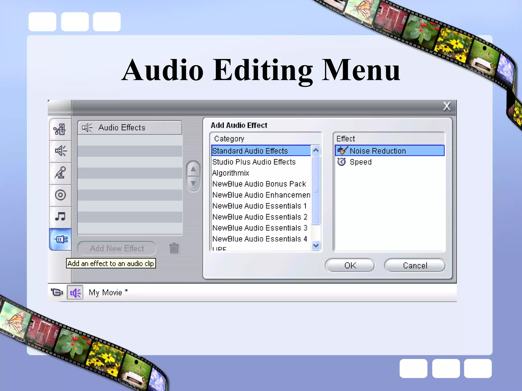 Audio Editing Menu 