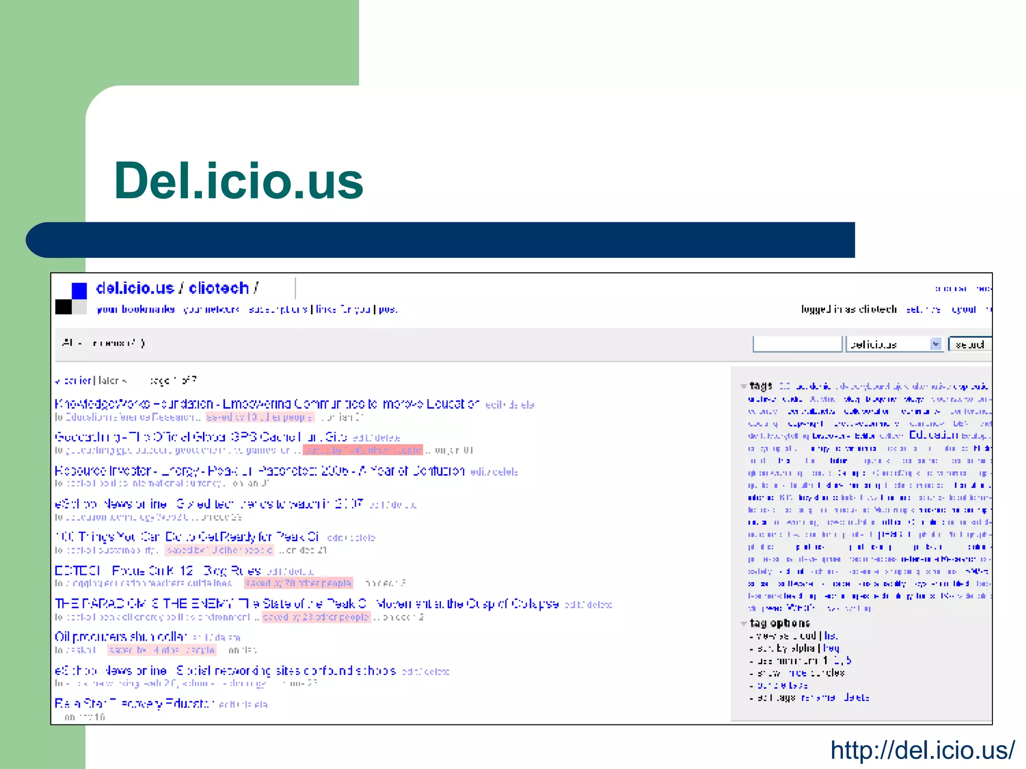 Del.icio.us http://del.icio.us/ 