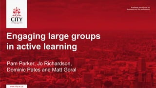 Engaging large groups
in active learning
Pam Parker, Jo Richardson,
Dominic Pates and Matt Goral
 