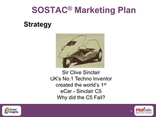 18
Sir Clive Sinclair
UK‟s No.1 Techno Inventor
created the world‟s 1st
eCar - Sinclair C5
Why did the C5 Fail?
SOSTAC® Marketing Plan
Strategy
 