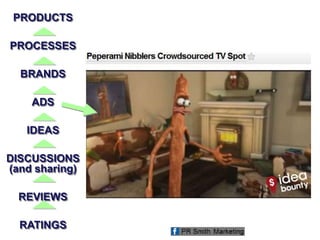 PRODUCTS
PROCESSES
BRANDS
ADS
IDEAS
DISCUSSIONS
(and sharing)
REVIEWS
RATINGS
 