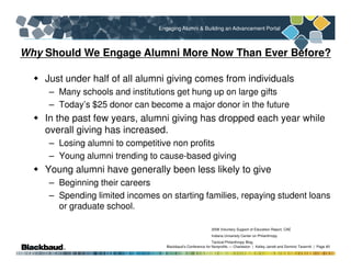 Engaging Alumni & Building an Advancement Portal



Why Should We Engage Alumni More Now Than Ever Before?

           Jus...