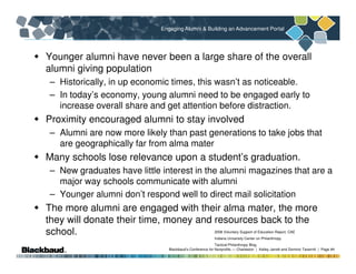 Engaging Alumni & Building an Advancement Portal




          Younger alumni have never been a large share of the overall...
