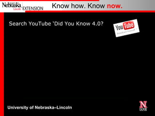 Did You Know 4.0 A Above link takes you to a 4 1/2 minute video sharing new trends in social media. Did You Know 4.0 Search YouTube ‘Did You Know 4.0? 