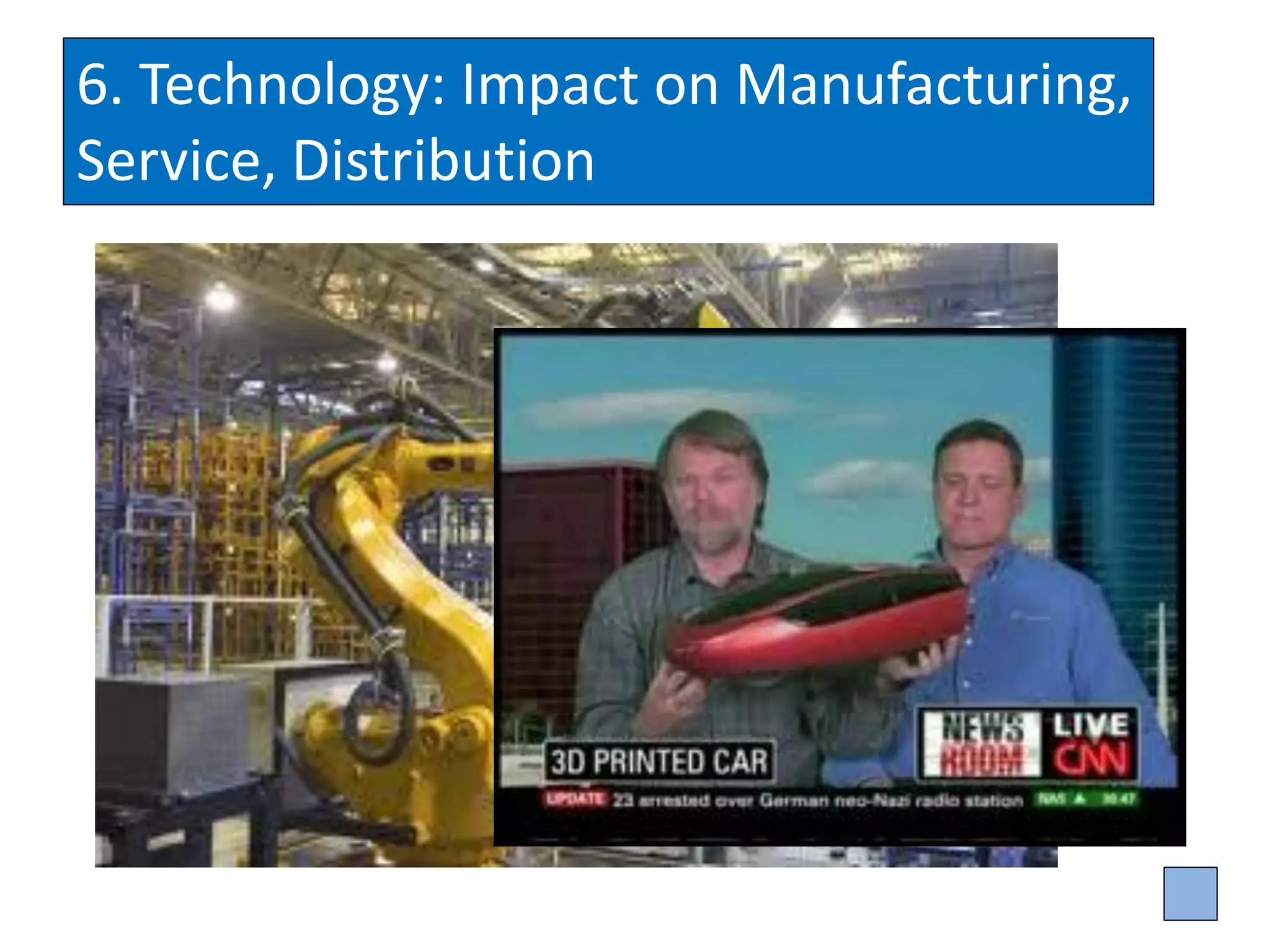 6. Technology: Impact on Manufacturing,
Service, Distribution
 