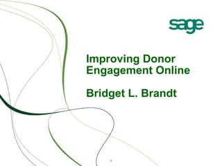 Improving Donor Engagement Online Bridget L. Brandt 