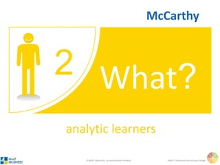 ©4MAT 4Business, no reproduction allowed 4MAT: Advanced Instructional Design
2 What?
analytic learners
McCarthy
 