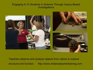 Engaging K-12 Students in Science Through Inquiry-Based Investigations Teachers observe and analyze objects from nature to...