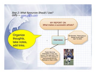 Step 2: What Resources Should I Use?
Gliffy — www.gliffy.com




Organize
thoughts,
take notes,
add links.
 