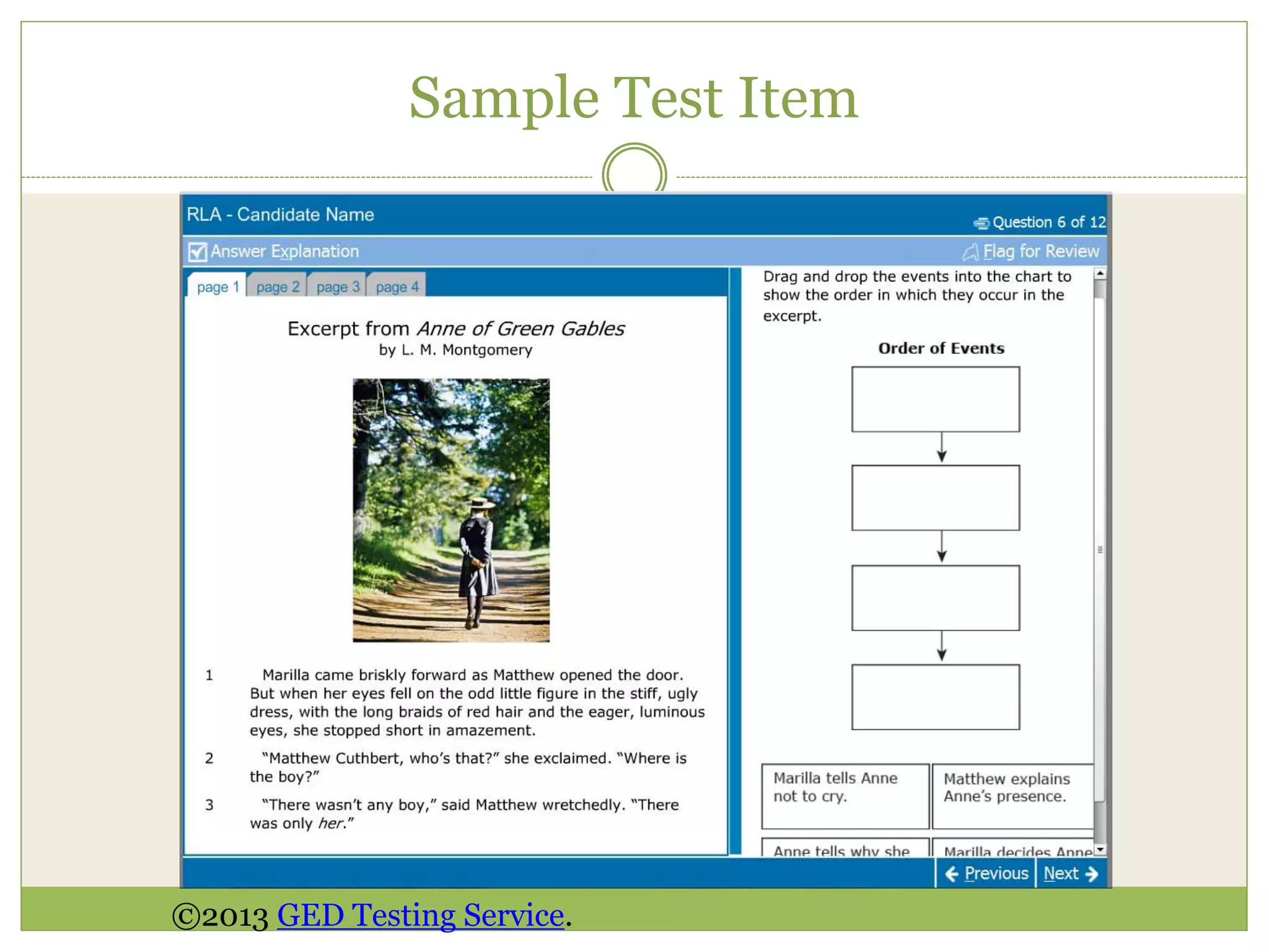 Sample Test Item
©2013 GED Testing Service.
 