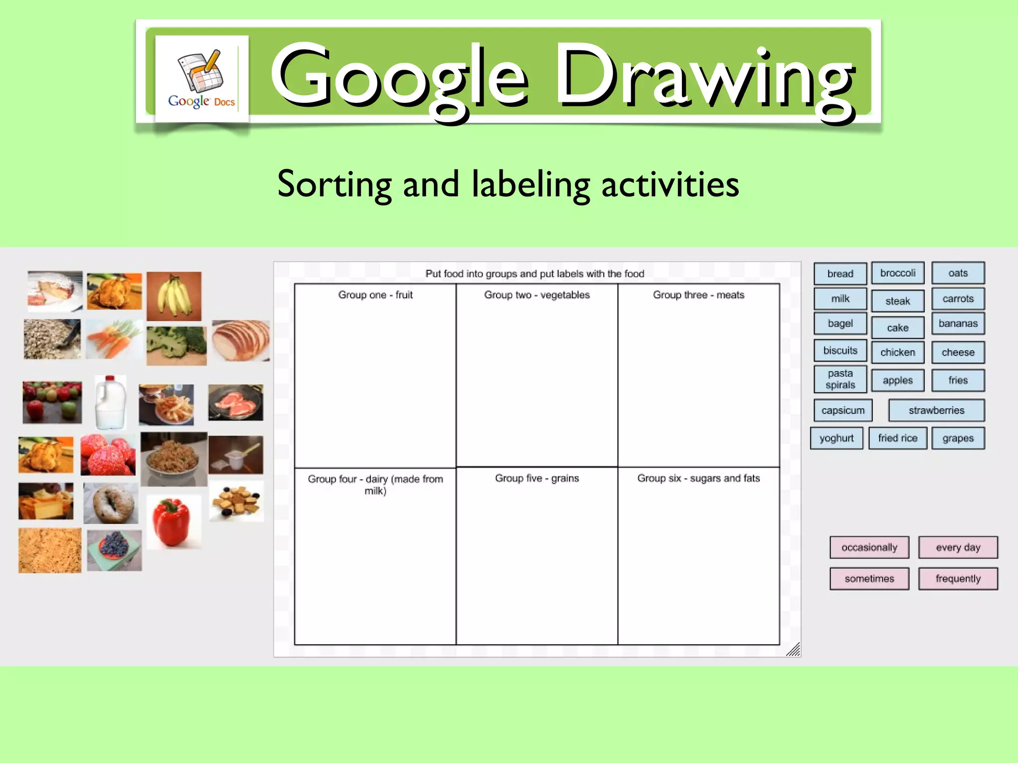 Sorting and labeling activities Google Drawing