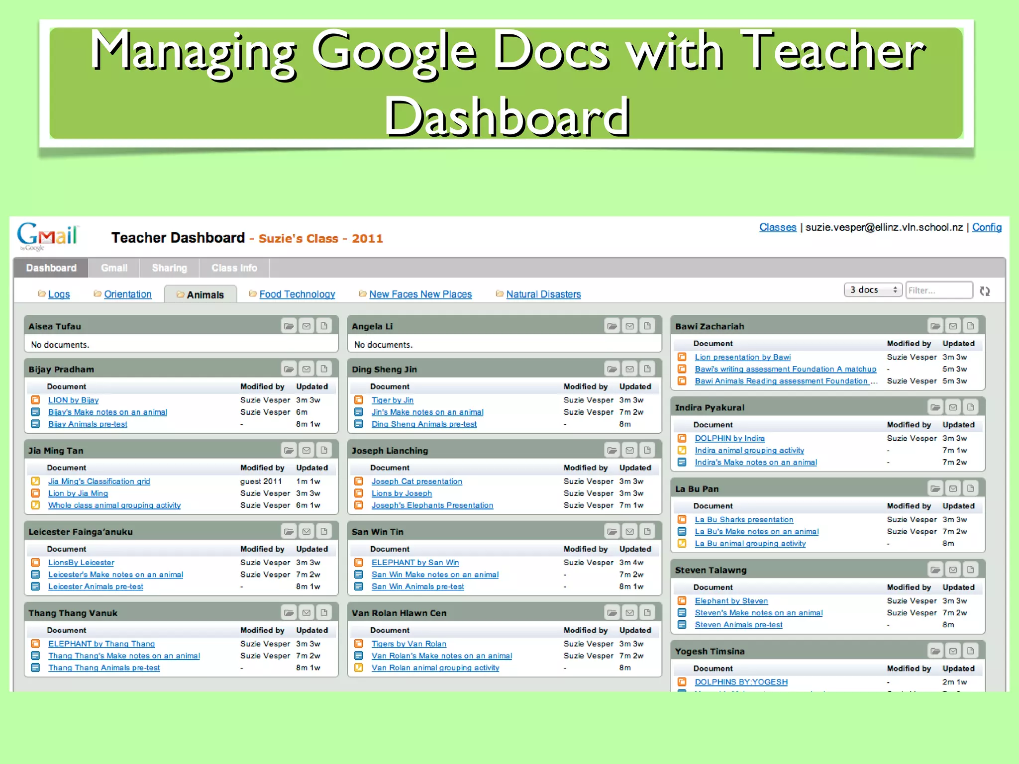 Managing Google Docs with Teacher Dashboard