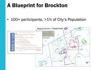 A Blueprint for Brockton
• 100+ participants, >1% of City’s Population
 