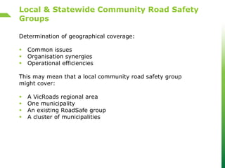 Community Road Network Engaging the community in road safety anna mc dowall | PDF