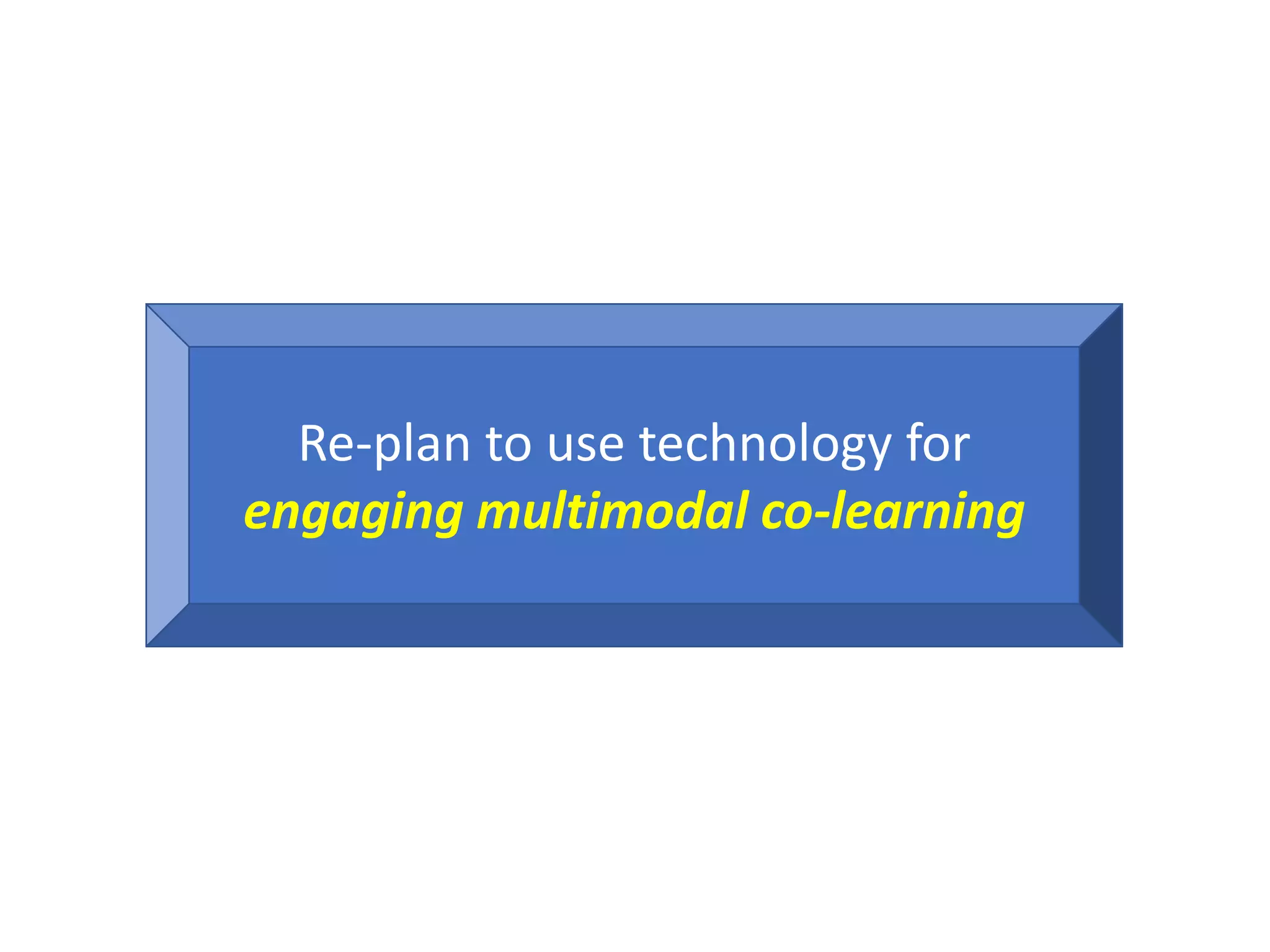 Re-plan to use technology for
engaging multimodal co-learning
 