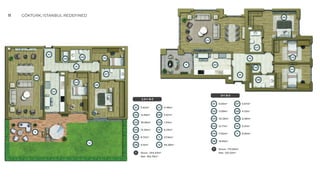 2.5+1 B-Z
01
01
02
02
5.62m2
12.69m2
03
03
39.86m2
13.40m2
8.72m2
3.87m2
1.34m2
6.33m2
27.16m2
04
04
05
05
07
06
4.48m2
08
07
09
08
10
09
11
10
5.15m2 49.38m2
06
11
12
12
T Gross: 244.43m2
Net: 194.78m2
01
02
03
04
05
07
08
09
10
11
06
3+1 B-Z
01
02
6.65m2
11.89m2
03 35.28m2
12.71m2
11.82m2
4.12m2
0.98m2
5.21m2
8.94m2
04
05
07 3.87m2
08
09
10
11
18.85m2
06
T Gross: 170.84m2
Net: 120.32m2
11 GÖKTÜRK; ISTANBUL REDEFINED
 
