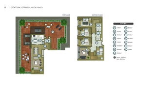 13 GÖKTÜRK; ISTANBUL REDEFINED
4,5+1 B-D
01
01
02
02
5.58m2
13.16m2
03
03
31.93m2
2.62m2
5.34m2
04
04
05
05
109.89m2
06
06
10.87m2
07
07
08
08
12.84m2
8.53m2
09
09
11.13m2
10
10
11.56m2
21.22m2
11
11
12
12
15 1.26m2
4.00m2
13
13
3.82m2
14
14
T Gross: 314.16m2
Net: 253.75m2
TOP FLOOR BOTTOM FLOOR
 