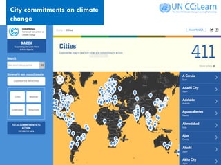 CITIES AND CLIMATE CHANGE
City commitments on climate
change
 