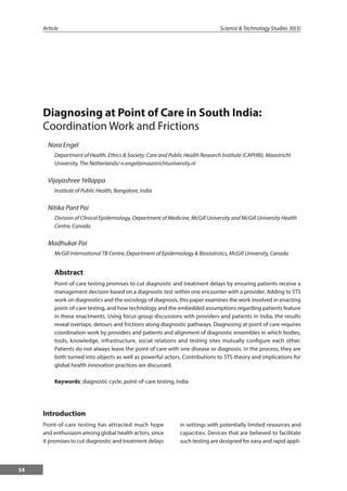 Diagnosing at Point of Care in South India: Coordination Work and Frictions 