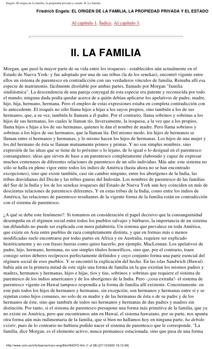 Engels Origen Familia