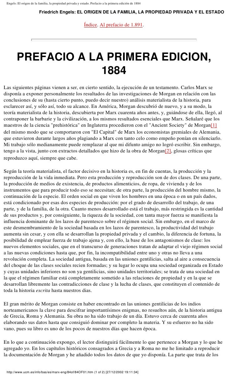 Engels Origen Familia