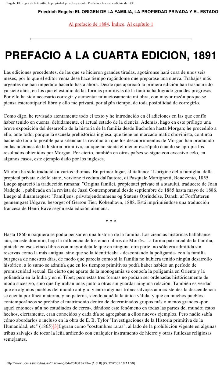 Engels Origen Familia