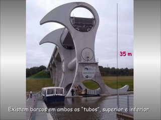 Existem barcos em ambos os “tubos”, superior e inferior 35 m 