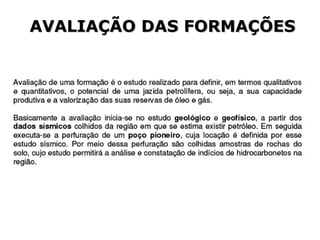 AVALIAÇÃO DAS FORMAÇÕES 