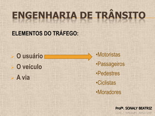 Engenharia de TrânsitoELEMENTOS DO TRÁFEGO: O usuário