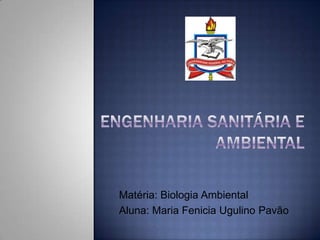 Matéria: Biologia Ambiental
Aluna: Maria Fenicia Ugulino Pavão

 