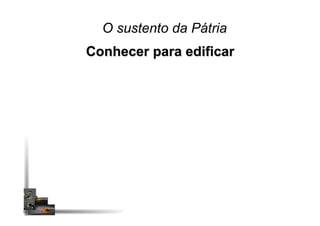 Agricultura
As culturas que se praticam e
o modo como são
cultivadas são decisões
humanas, dependendo
também da utilidade dos
produtos, custos de
produção e risco envolvido
Objectivo principal:
produção de alimentos e
ﬁbra
Conhecer para edificar
O sustento da Pátria
Agricultura
 