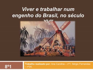 Trabalho realizado por: Ana Carolina – nº1; Sérgio Fernandes
– nº24.
Viver e trabalhar num
engenho do Brasil, no século
XVII
8º1
 