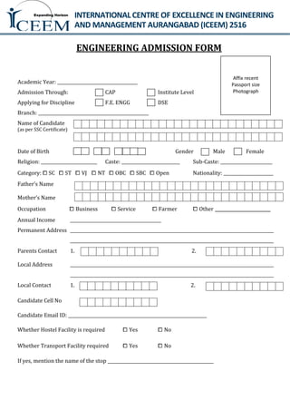 ENGG Admission Form.doc