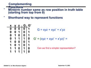 Boolean Rows Intro to Electrical and Computer Engineering-Lecture 6-More Boolean ...