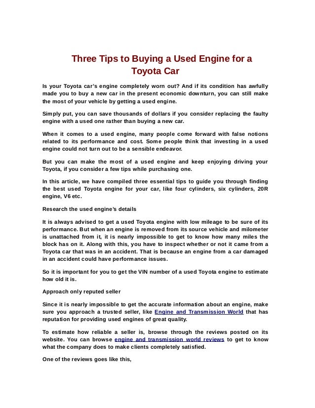 Engine and Transmission World