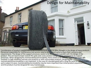 Design for reliability (DfR)Finally, the company should begin establishing a mechanism to accumulate and apply "lessons learned" from the past related to reliability problems as well as other producibility and maintainability issues. These lessons learned can be very useful in avoiding making the same mistakes twice.Specific Design for Reliability guidelines include the following:Design based on the expected range of the operating environment.