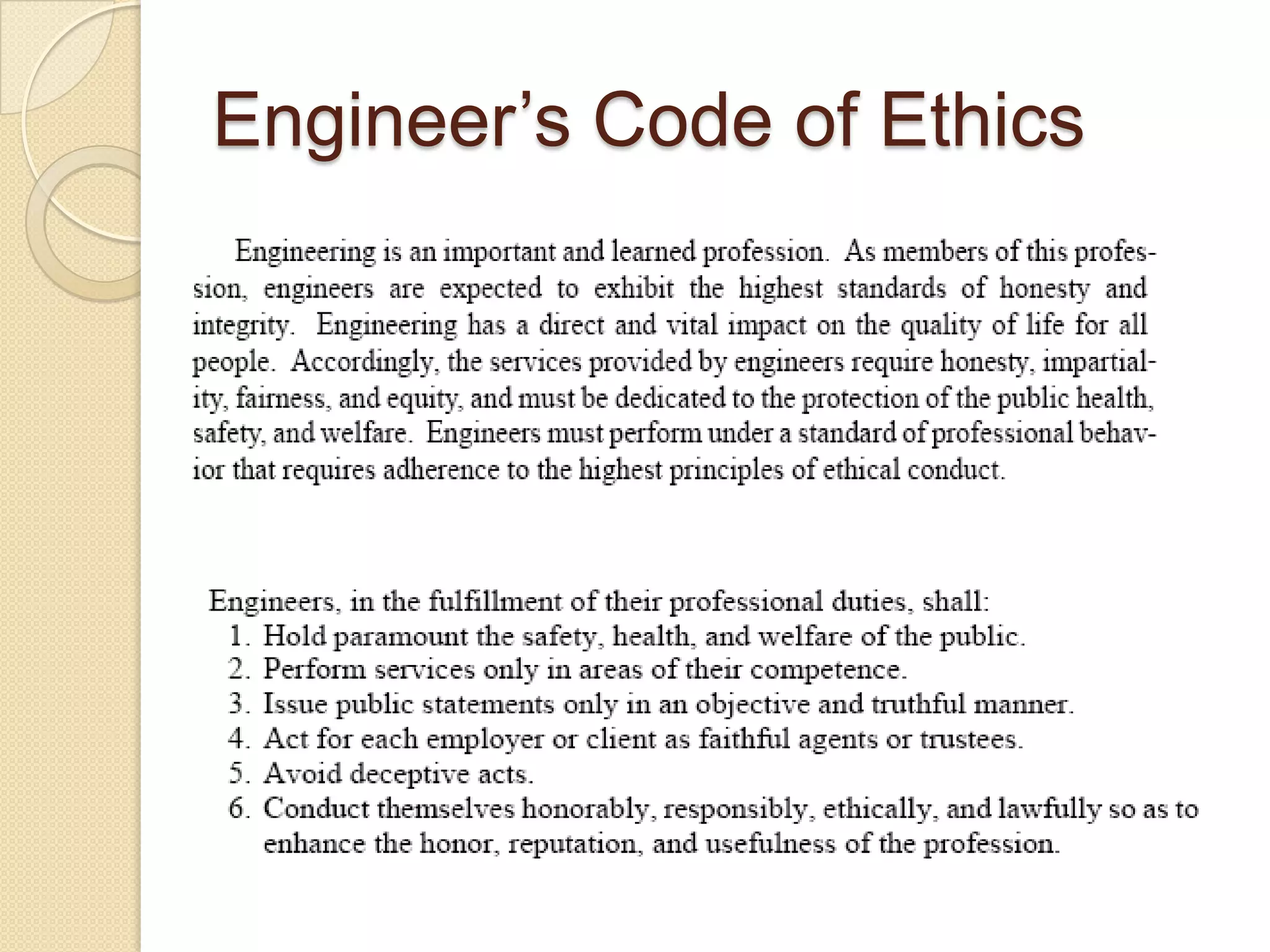 Engineer’s Code of Ethics