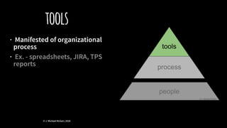 tools
· Manifested of organizational
process
· Ex. - spreadsheets, JIRA, TPS
reports
© J. Michael McGarr, 2018
 