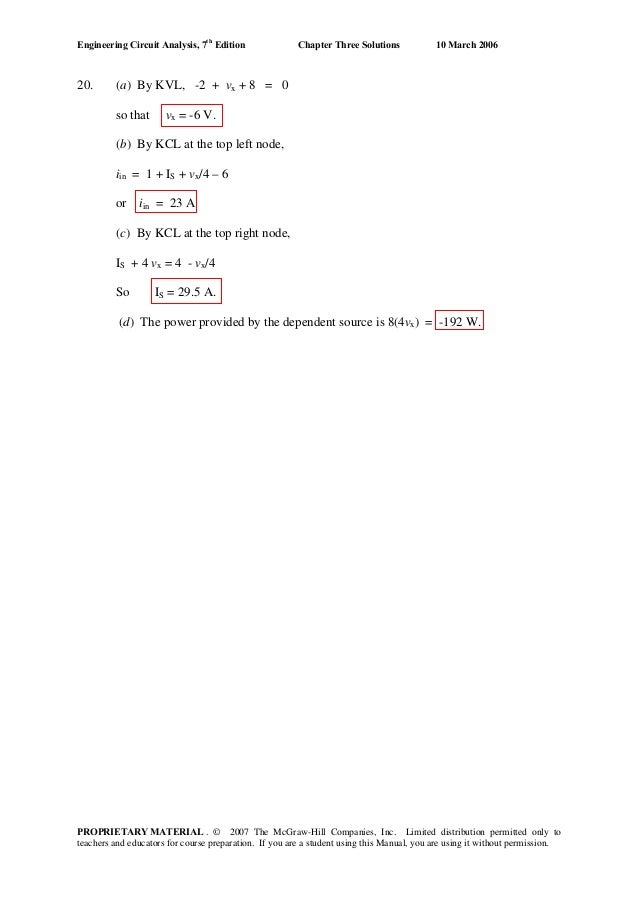 Engineering Circuit Analysis Solutions 7ed Hayt