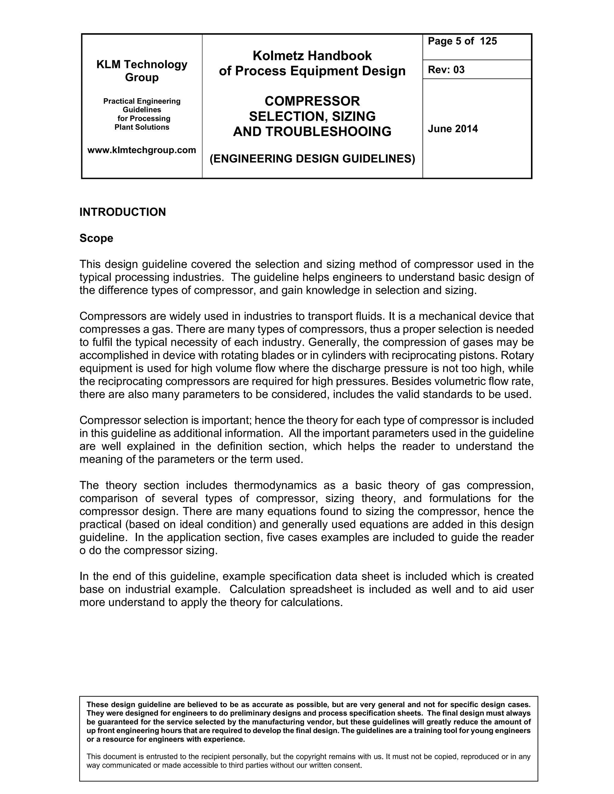 Compressor Systems Selection Sizing and Troubleshooting | PDF